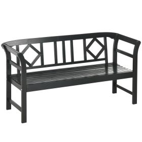 3-Seat Wooden Garden Bench, Outdoor Seating with Backrest and Armrests, Weather-Resistant, Gray