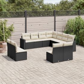 Garden Sofa Set Black PE rattan 11 Piece Set Modular