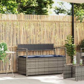 Garden Storage Bench Grey and Navy Blue
