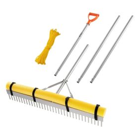 VEVOR Landscape Rake, 36 inch Wide Head 102 inch Handle, Large Heavy Duty Aluminum Landscaping Leaf Rake Tool, Asphalt Level for Loosening Soil
