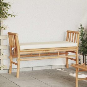 Garden Bench with Cushion Brown 43.31 x 14.96 x 25.59 in Bamboo