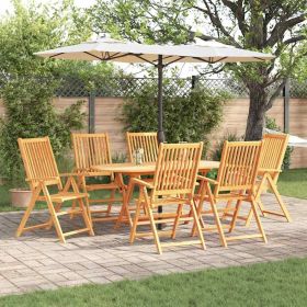 Garden Dining Set Folding 7 pcs Brown solid acacia wood