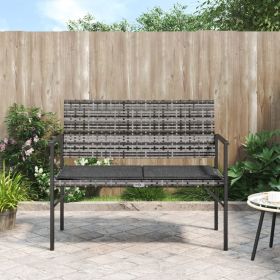 Garden Bench Grey PE Rattan 2-Seater Durable Garden Bench