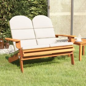 Garden Bench Natural Wood and Cream White