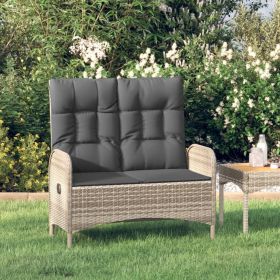 Reclining Garden Bench Grey PE rattan 42.1 in wide