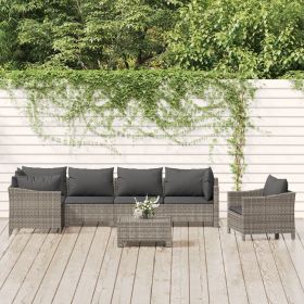 Patio Lounge Set Grey PE rattan Large Modular