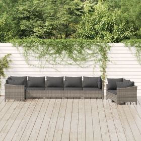 Garden Lounge Set Gray PE rattan, powder-coated steel, polyester