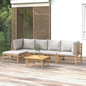 Garden Lounge Set Light Grey Bamboo Large Modular