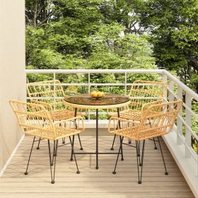 Garden Dining Set Rattan brown Poly rattan 5 Piece Set Durable