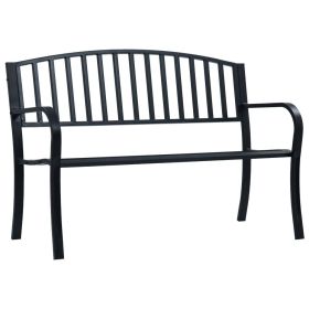 Garden Bench Black Powder-coated Steel 47.2 in Long Durable