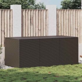 Storage Chest Brown Poly Rattan Large Garden Storage Box