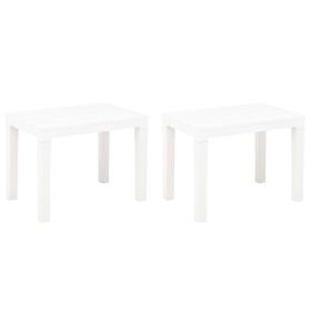 Garden Bench Set of 2 White Plastic Medium Lightweight