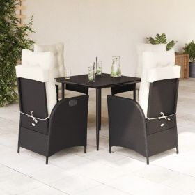 Garden Dining Set Black, Cream White PE rattan 5 Piece