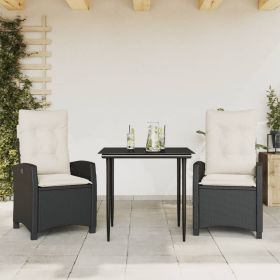 Garden Dining Set Black PE rattan Medium Removable Covers