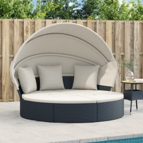 Outdoor Lounge Bed Black and Cream