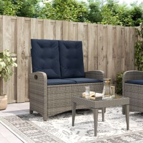 Reclining Garden Bench Grey and Navy Blue