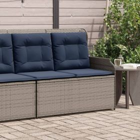 Reclining Patio Bench Grey PE rattan Standard outdoor bench size