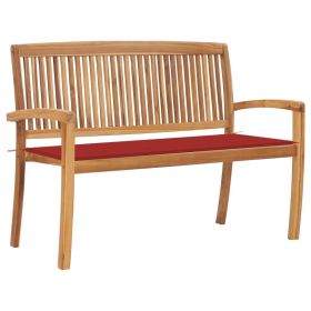 Garden Bench Teak with Red Cushion Teak Wood
