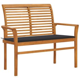 Garden Bench Teak Brown Solid teak wood, 100% polyester fabric