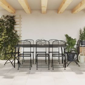 Garden Dining Set Anthracite Metal Medium Foldable
