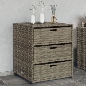 Garden Storage Cabinet Grey PE rattan, Powder-coated steel