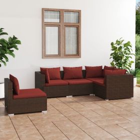 Garden Lounge Set Brown PE Rattan, Powder-Coated Steel, Plastic