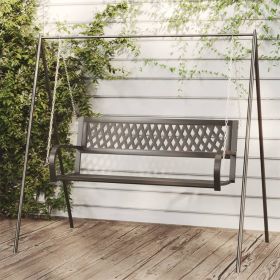 Garden Swing Bench Black Steel and Plastic Medium Durable