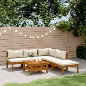 Garden Lounge Set Cream Solid acacia wood 6 Piece Set Modular
