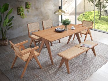 Velentina Rattan & Natural Finish 5PCs Patio/Outdoor Dining Set