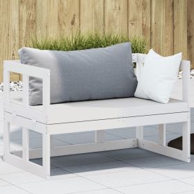Garden Sofa Bench White Solid Pine Wood Double Extendable