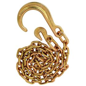 Tow Chain With 8 Inch Forged J Hook And Grab Hook - Grade 70 Chain - 6 Foot - 4,700 Pound Safe Working Load (Option: Gold)