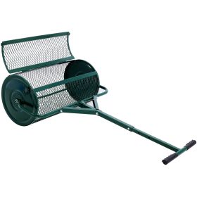 Peat Moss Spreader 24inch,Compost Spreader Metal Mesh,T Shaped Handle For Planting Seeding,Lawn And Garden Care Manure Spreaders Roller (Option: Green)