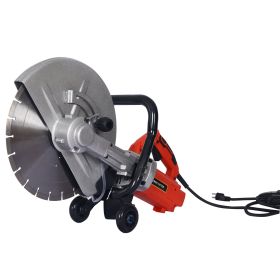Electric 14  Cut Off Saw Wet Dry Concrete Saw Cutter Guide Roller With Water Line Attachment 3000w With Blade (Option: Black Silver)