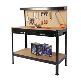 Workbench With Drawers (Option: Black  Steel)