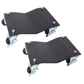 2PACK 2500lbs Capacity Professional Steel Vehicle Dollies,Heavy Duty Wheel Dolly,Car Dolly,Steel Tire Skates With Brakes,Black (Option: Black)