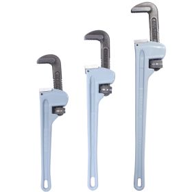 3PCS Aluminium Pipe Wrench Adjustable Jaw Plumbing Pipe Wrench 14x 18x 24 Inch Pipe Wrench Set (Option: Light Gray)