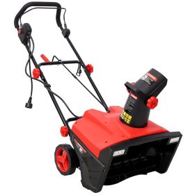 20inch Corded Electric Snow Thrower With LED,120V 60HZ,15 Amp Motor,30FT Throwing Distance (Option: BlackRed)