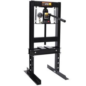 6Ton Bottle Jack Shop Press With Gauge, Bend, Straighten, Or Press Parts, Install Bearings, U-Joints, Bushings, Ball Joints, And Pulleys,Black (Option: Black)
