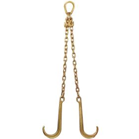5  16x2 G70 J Hook Tow Chain V Bridle With Large Shank J Hooks And Grab Hooks,Flatbed Truck Trailer Safety Tow Chain 4700 Lbs Working Load Limit (Option: Gold)