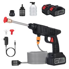 1Set Cordless Pressure Washer Portable Electric Power Washer High Pressure Water Sprayer 400PSI Car Washer Cleaner With Nozzle Foam Bottle Filter (Option: Black)