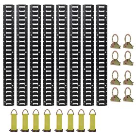 4ft E Track Tie-Down Rail Kit,Indoor E Track 4 8 Pack  For Garages, Vans, Trailers, Motorcycle Tie Downs, ATV Mountings, 8 X Steel O-Ring Anchors (Option: Black)