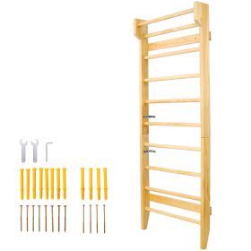 Gymnastics Wood Stall Bar, Multi-use Swedish Ladder- Wall Mounted Pull Up Bar-Physical Therapy For Stretching And Various Exercises,Indoor Home G (Option: Natural)