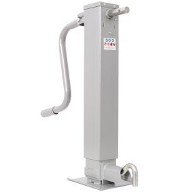 Weld On Trailer Jack, 12,000 Lbs. Capacity, Sidewind Crank, No Mount Square Jack Tube,26 Inch Travel, Heavy-Duty Square Tube, GRAY Color (Option: Gray)