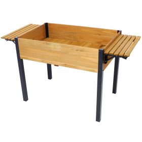 Raised Garden Bed, Metal Leg Wood Planter Boxes With Folding Storage Shelf,Elevated Planter Box For Growing  Herbs, Vegetables, Flowers Great For (Option: BlackBrown)