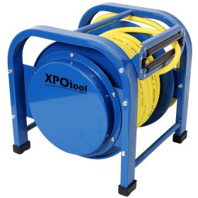 Retractable Air Hose Reel, 3  8 X 100 Feet, 300 PSI, Spring-Driven Steel, Heavy Duty Industrial, Hybrid Hose, Portable And Durable (Option: Blue)
