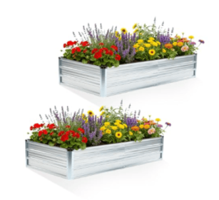 Metal Raised Garden Bed 2pcs Set, 6x3x1ft Outdoor Planter Box,Raised Garden Beds For Planting Plants Vegetables, Flowers,Grey Silver (Option: Silver)
