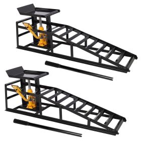 Auto Car Truck Service Ramps Lifts With Pedal, Garage Car Lift Hydraulic Ramps 5 Ton,Automotive Hydraulic Lift Repair Frame Lift 2 Pack Black (Option: Black)