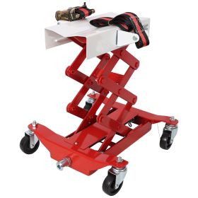 450 Lbs Capacity Low Lift Transmission Jack, With Nylon Safety Strap, Used For Transmissions & Gas Tanks On Smaller Vehicles, Red Color (Option: Red)