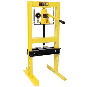 6Ton Bottle Jack Shop Press With Gauge, Bend, Straighten, Or Press Parts, Install Bearings, U-Joints, Bushings, Ball Joints, And Pulleys,Yellow (Option: Yellow)
