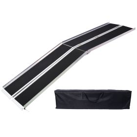 Wheel Chair Ramp 10ft ,aluminium Threhold Ramp,Portable And Foldable, 600 Pound Capacity, Non-Skid Surface, Two Separate Pieces, For Home, Steps, (Option: Silver)